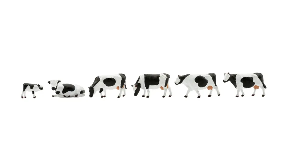 NOCH Kühe in Schwarz-Weiß für die Spur N: stehende, grasende und liegende Tiere